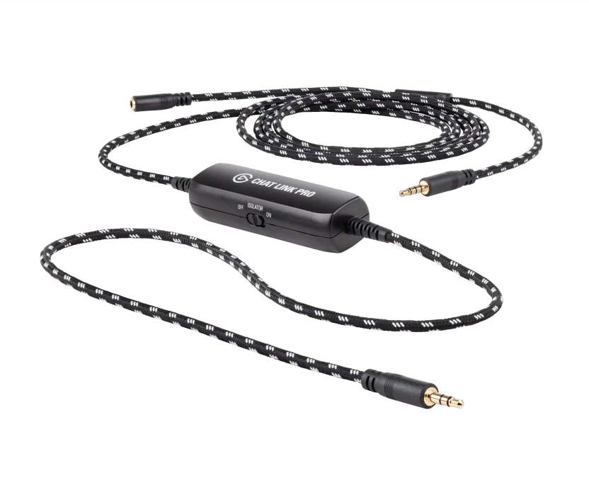 Complete black Elgato Chat Link Pro braided cable with three 3.5 mm connections