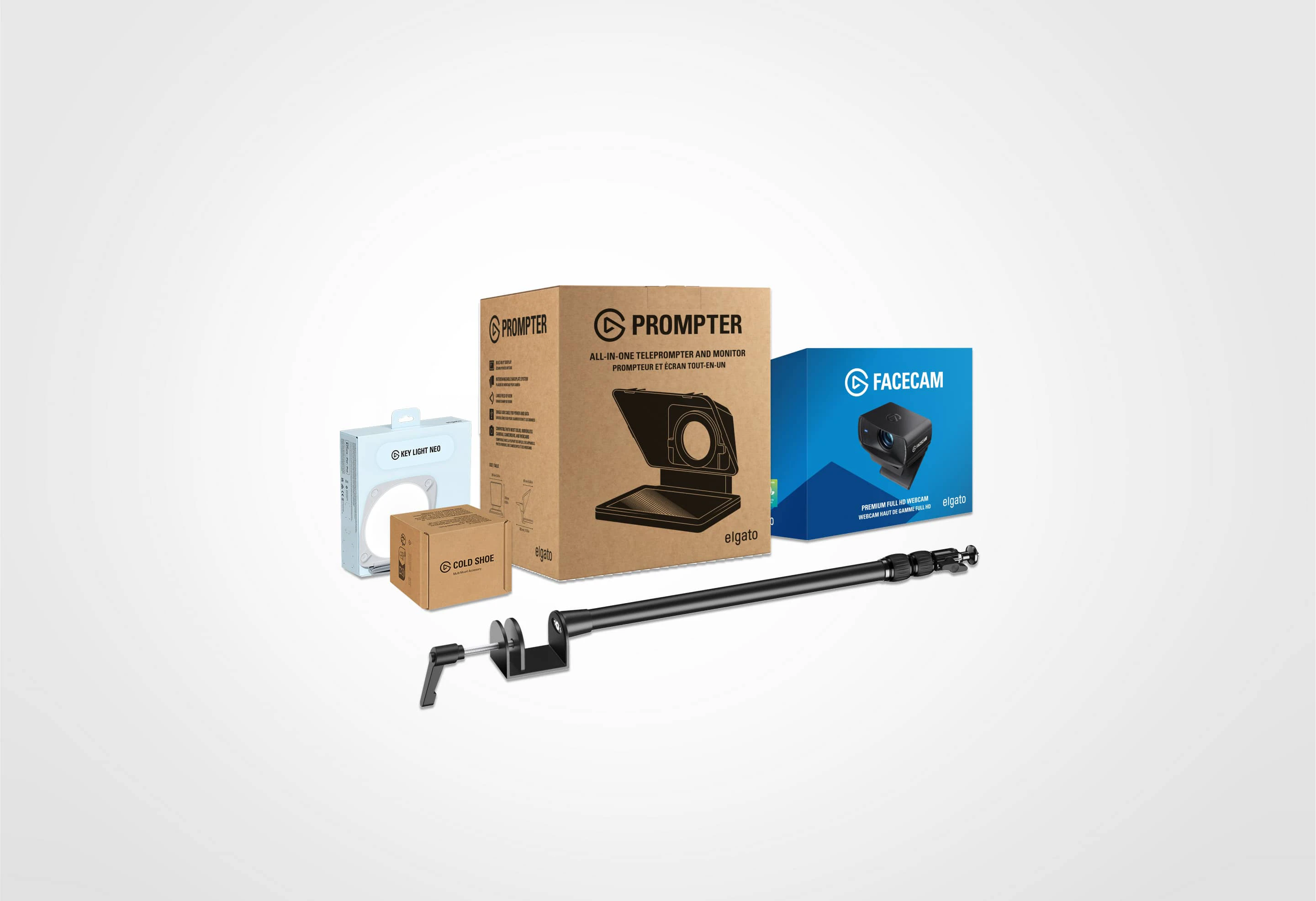 Prompter Mounted 1080p Bundle + Key Light Neo (White, without Monitor Mount)