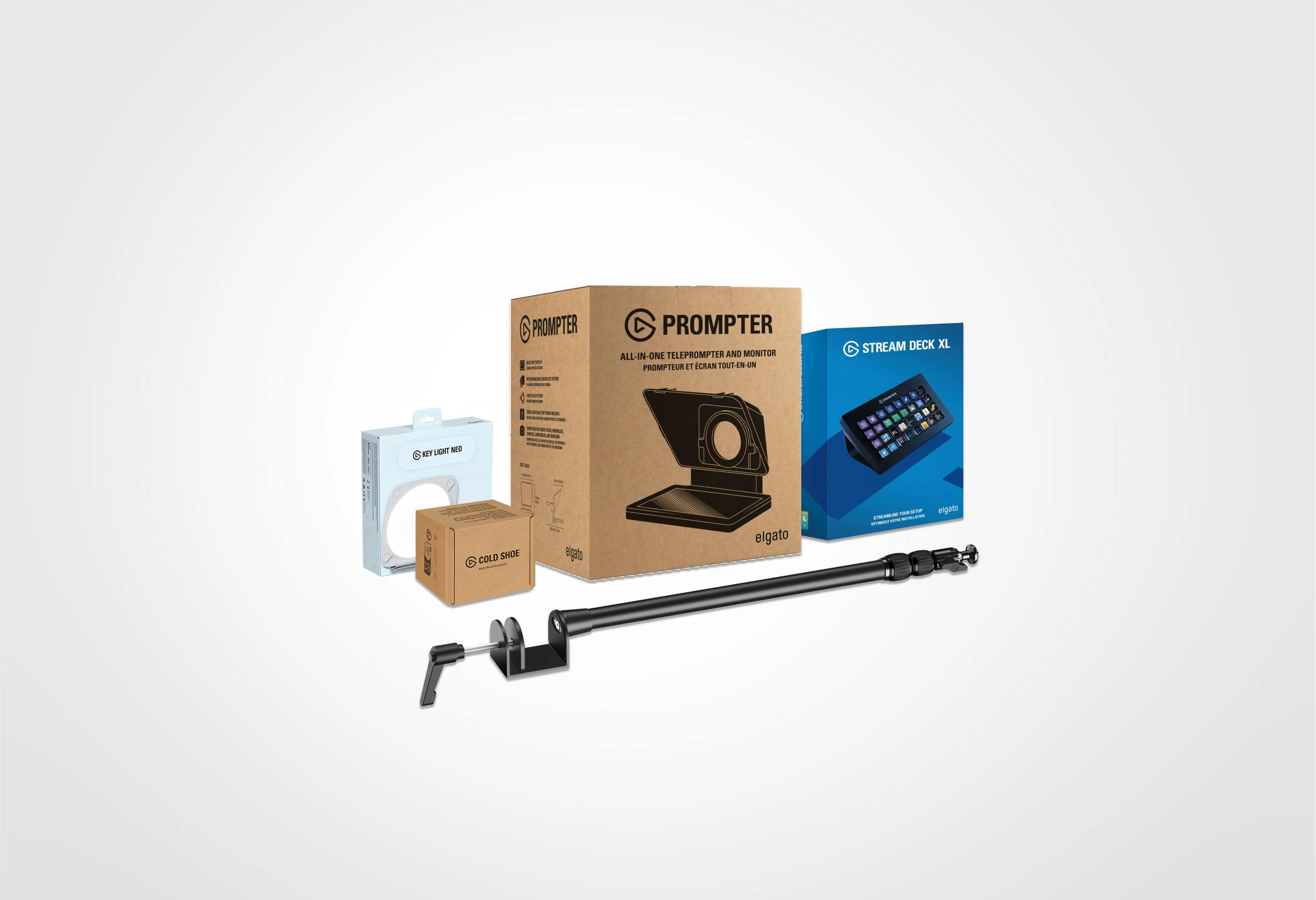 Prompter Mounted Bundle XL + Key Light Neo (White, without Monitor Mount)